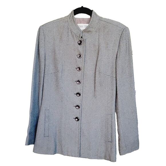 DONNA TORAN 2 Pcs SUIT Long Jacket/ Blazer & Pants Sz 10 Gray Vtg - Picture 3 of 13